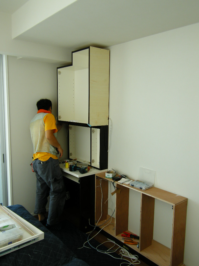 江東区 ｕ邸 壁面収納 ベッドルーム ヘッドボード 施工状況 東京 埼玉 神奈川 千葉の造作家具 オーダーメイドのハミルトン